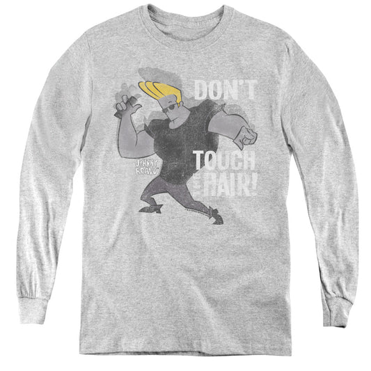 Johnny Bravo Hair Long Sleeve Kids Youth T Shirt Athletic Heather Officially Licensed