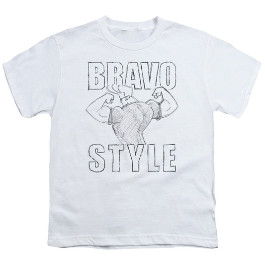 Johnny Bravo Bravo Style Kids Youth T Shirt White Officially Licensed