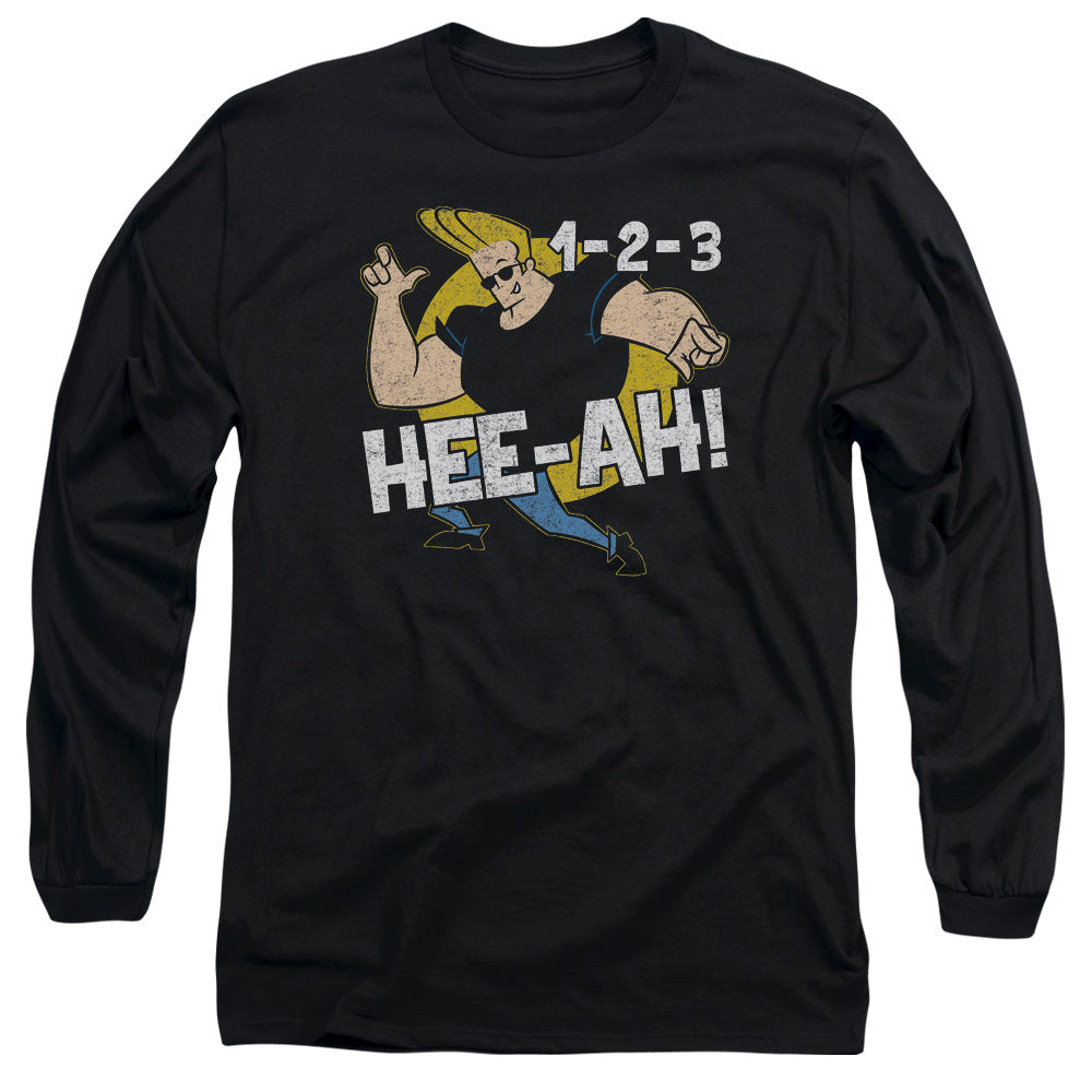 Johnny Bravo 123 Mens Long Sleeve Shirt Black Officially Licensed Officially Licensed