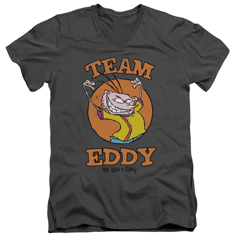 Ed Edd N Eddy Team Eddy Mens Slim Fit V Neck T Shirt Charcoal Officially Licensed