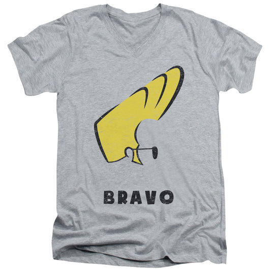 Johnny Bravo Johnny Hair Mens Slim Fit V Neck T Shirt Athletic Heather Officially Licensed