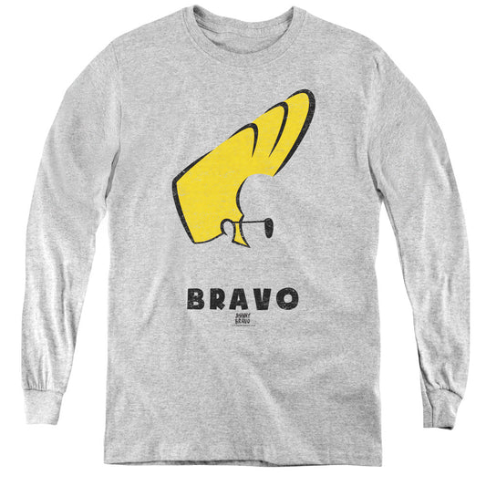 Johnny Bravo Johnny Hair Long Sleeve Kids Youth T Shirt Athletic Heather Officially Licensed