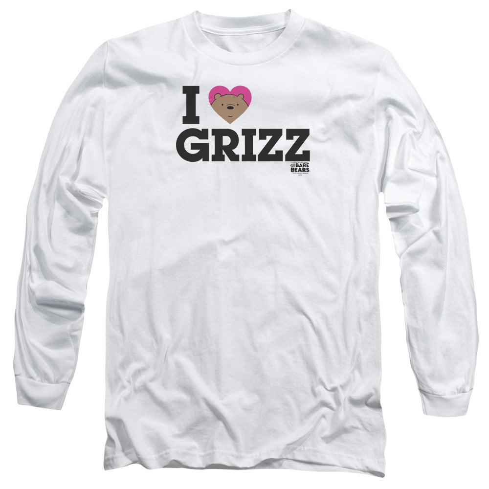 We Bare Bears Heart Grizz Mens Long Sleeve Shirt White Officially Licensed