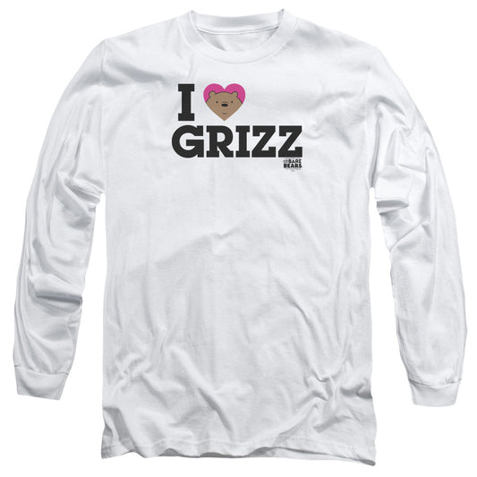 We Bare Bears Heart Grizz Mens Long Sleeve Shirt White Officially Licensed