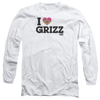 We Bare Bears Heart Grizz Mens Long Sleeve Shirt White Officially Licensed