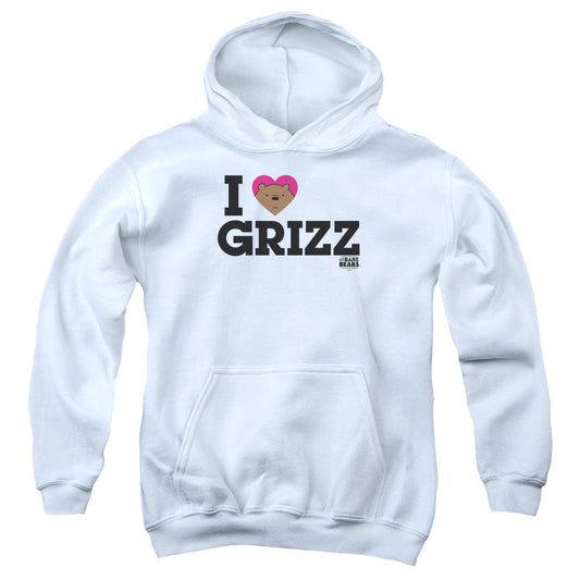 We Bare Bears Heart Grizz Kids Youth Hoodie White Officially Licensed