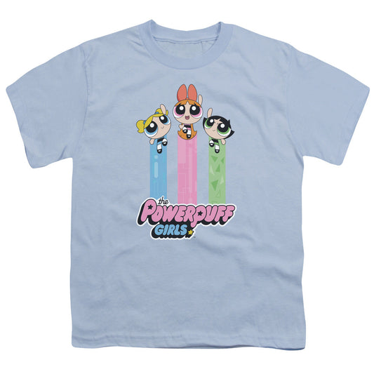 Powerpuff Girls the Girls Fly Kids Youth T Shirt Light Blue Officially Licensed