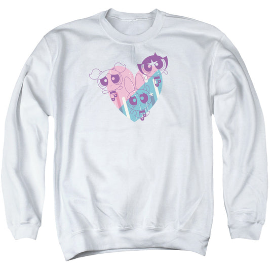Powerpuff Girls Powerpuff Heart Mens Crewneck Sweatshirt White Officially Licensed