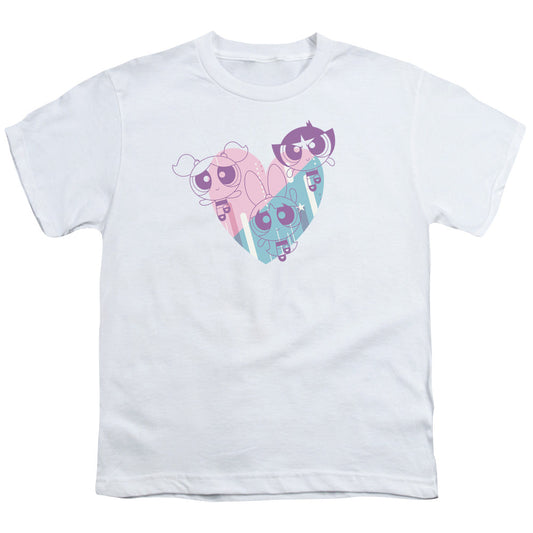 Powerpuff Girls Powerpuff Heart Kids Youth T Shirt White Officially Licensed