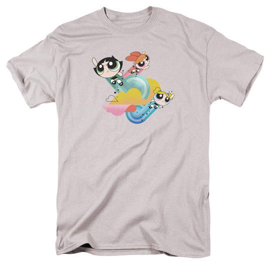 Powerpuff Girls Spiral Streaks Mens T Shirt Silver Officially Licensed
