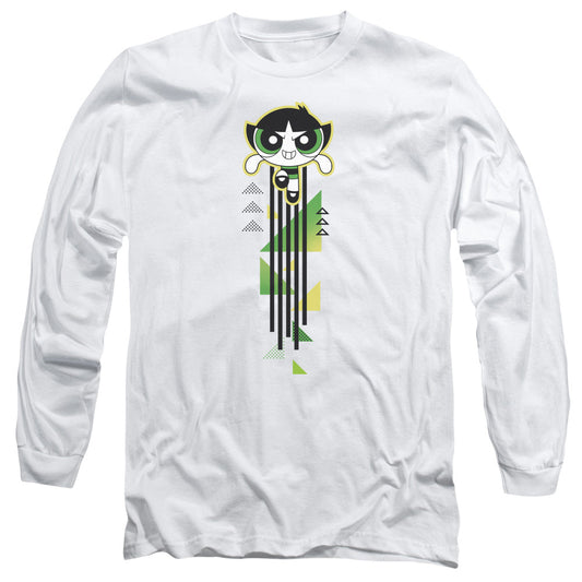 Powerpuff Girls Buttercup Streak Mens Long Sleeve Shirt White Officially Licensed