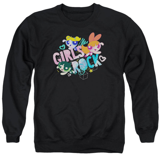 Powerpuff Girls Girls Rock Mens Crewneck Sweatshirt Black Officially Licensed