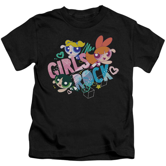 Powerpuff Girls Girls Rock Juvenile Kids Youth T Shirt Black Officially Licensed