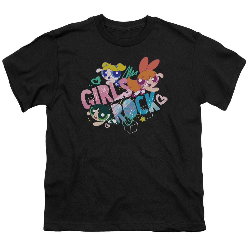 Powerpuff Girls Girls Rock Kids Youth T Shirt Black Officially Licensed