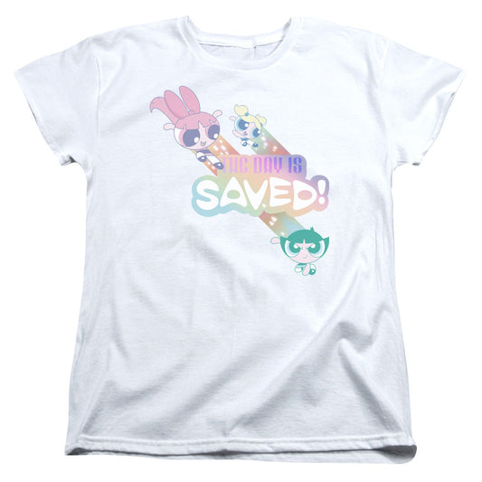 Powerpuff Girls the Day is Saved Womens T Shirt White Officially Licensed