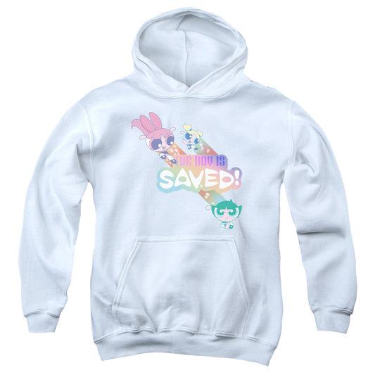 Powerpuff Girls the Day is Saved Kids Youth Hoodie White Officially Licensed
