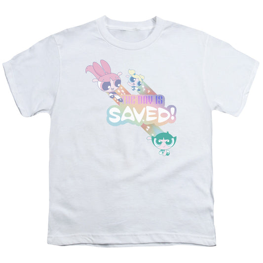 Powerpuff Girls the Day is Saved Kids Youth T Shirt White Officially Licensed