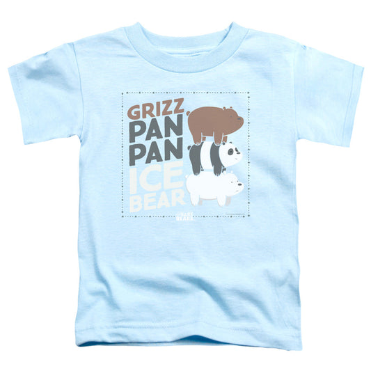 We Bare Bears Grizz Pan Pan Ice Bear Toddler Kids Youth T Shirt Light Blue Officially Licensed