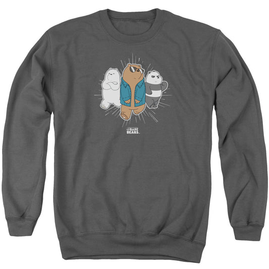 We Bare Bears Jacket Mens Crewneck Sweatshirt Charcoal Officially Licensed