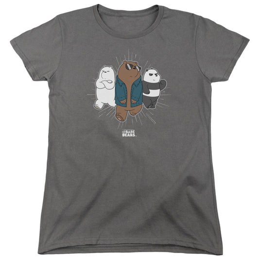 We Bare Bears Jacket Womens T Shirt Charcoal Officially Licensed