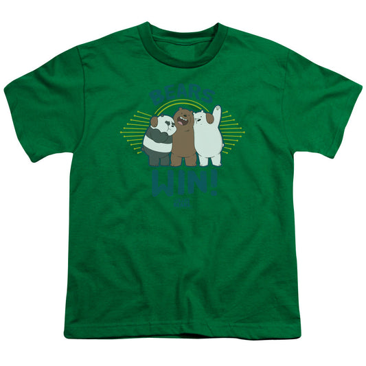 We Bare Bears Bears Win Kids Youth T Shirt Kelly Green Officially Licensed