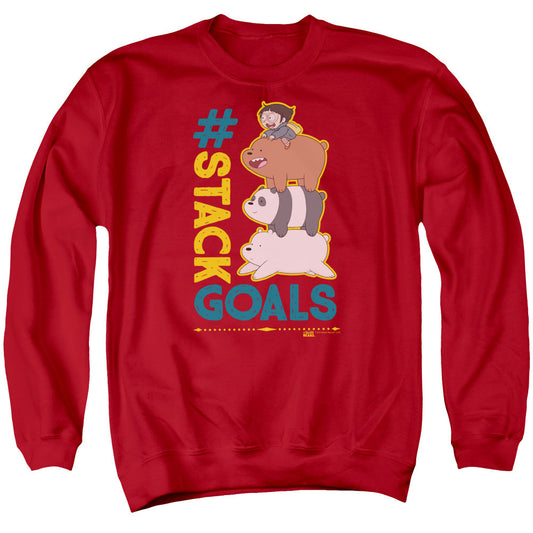 We Bare Bears Stack Goals Mens Crewneck Sweatshirt Red Officially Licensed