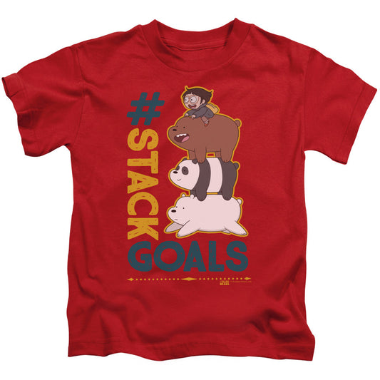 We Bare Bears Stack Goals Juvenile Kids Youth T Shirt Red Officially Licensed