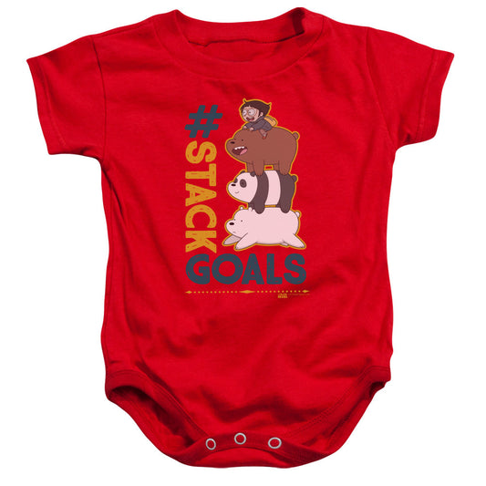 We Bare Bears Stack Goals Infant Baby Snapsuit Red Officially Licensed