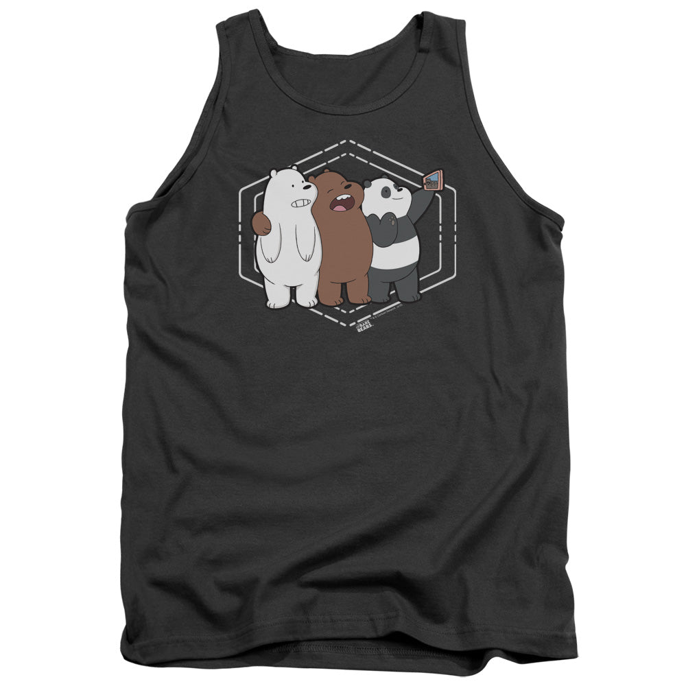 We Bare Bears Selfie Mens Tank Top Shirt Charcoal Officially Licensed