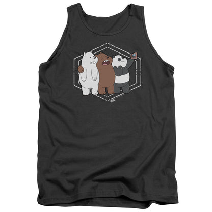 We Bare Bears Selfie Mens Tank Top Shirt Charcoal Officially Licensed