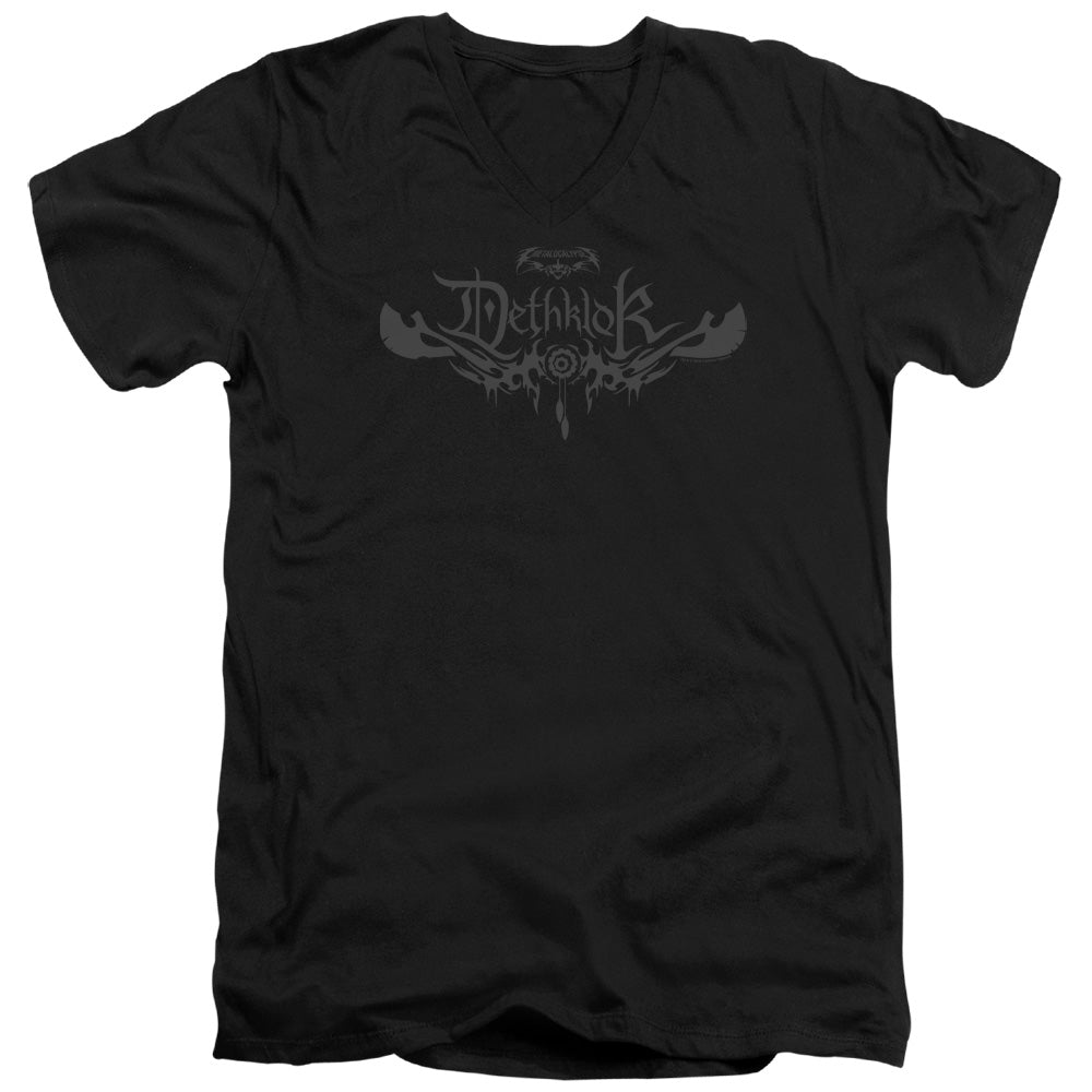 Metalocalypse Dethklok Logo Mens Slim Fit V Neck T Shirt Black Officially Licensed