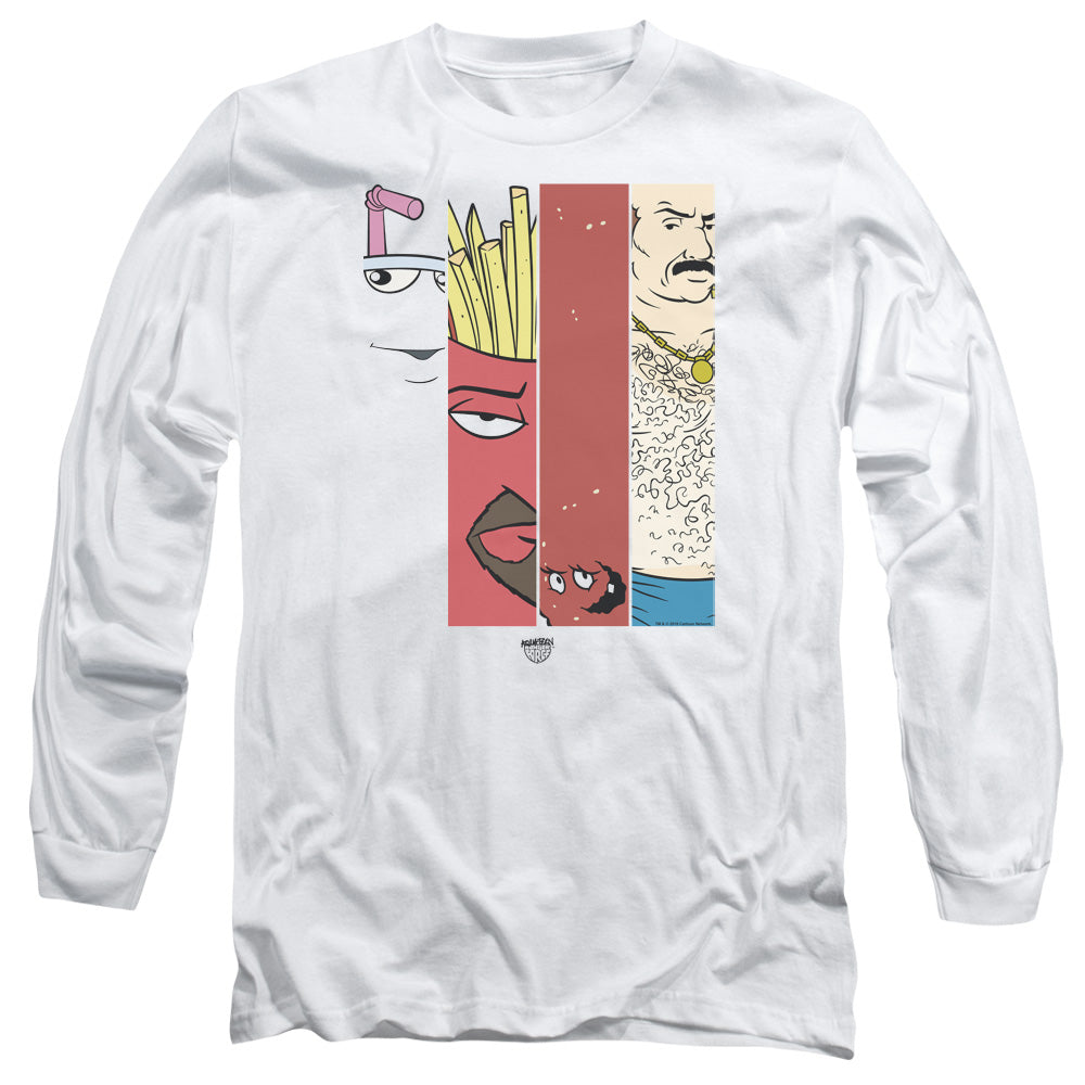 Aqua Teen Hunger Force Group 3 Tiles Mens Long Sleeve Shirt White Officially Licensed