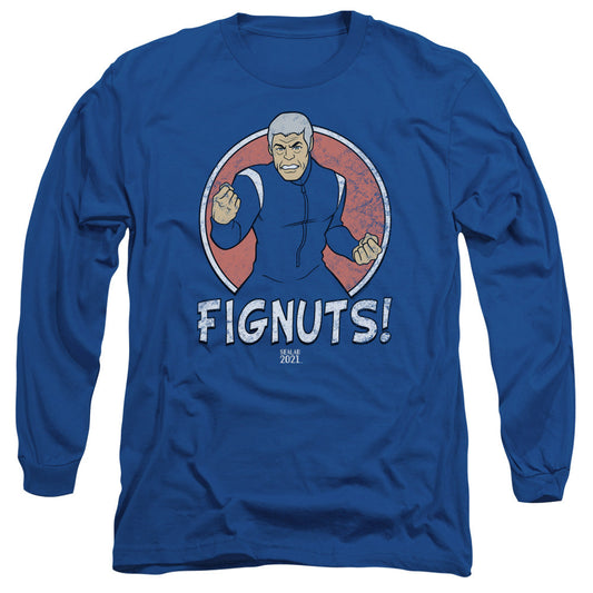 Sealab 2021 Fignuts Mens Long Sleeve Shirt Royal Blue Officially Licensed