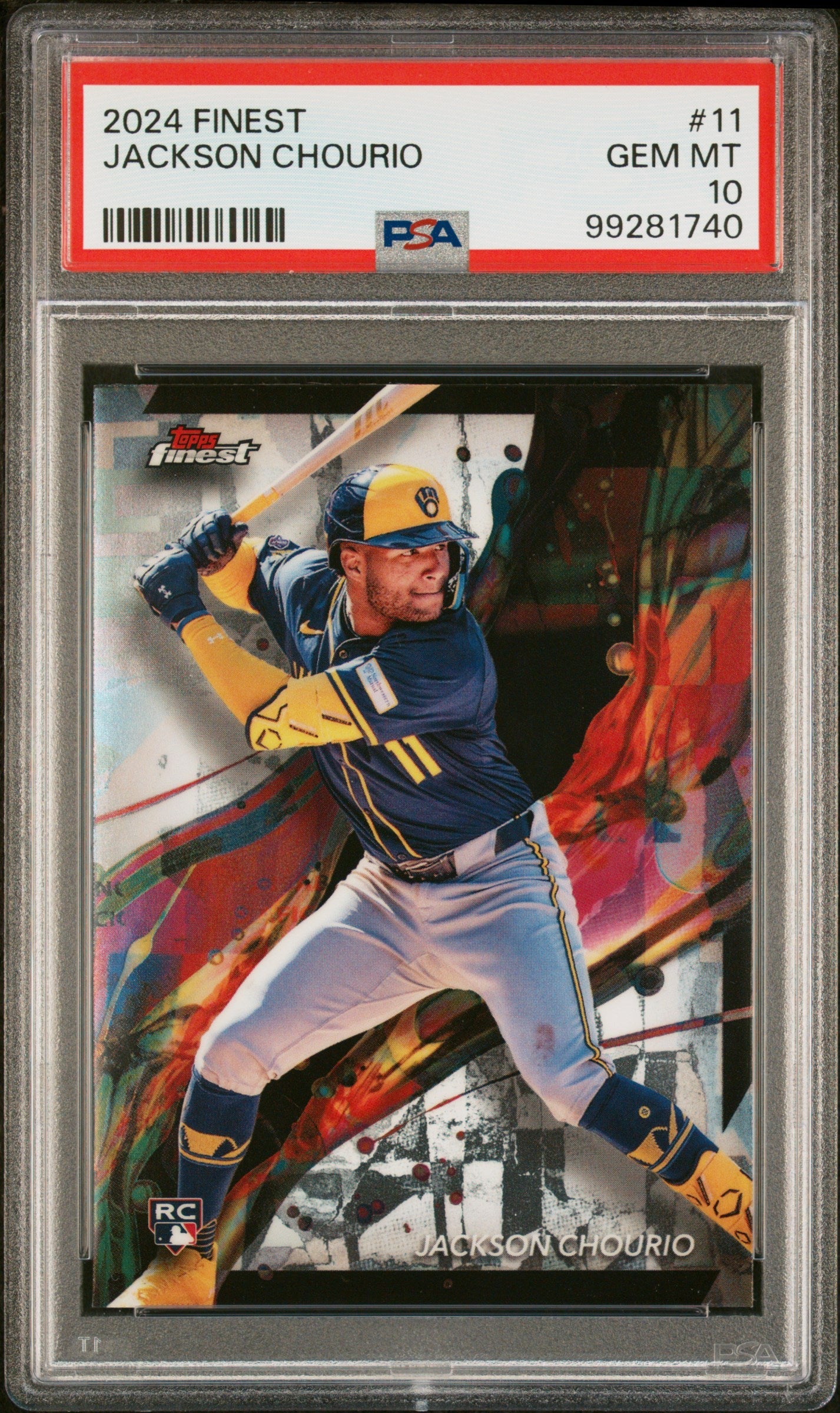 Graded 2024 Topps Finest Jackson Chourio #11 Rookie RC Baseball Card PSA 10 Gem Mint