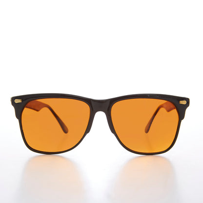 Amber Lens Horn Rim Vintage 80s Sunglass - Colby