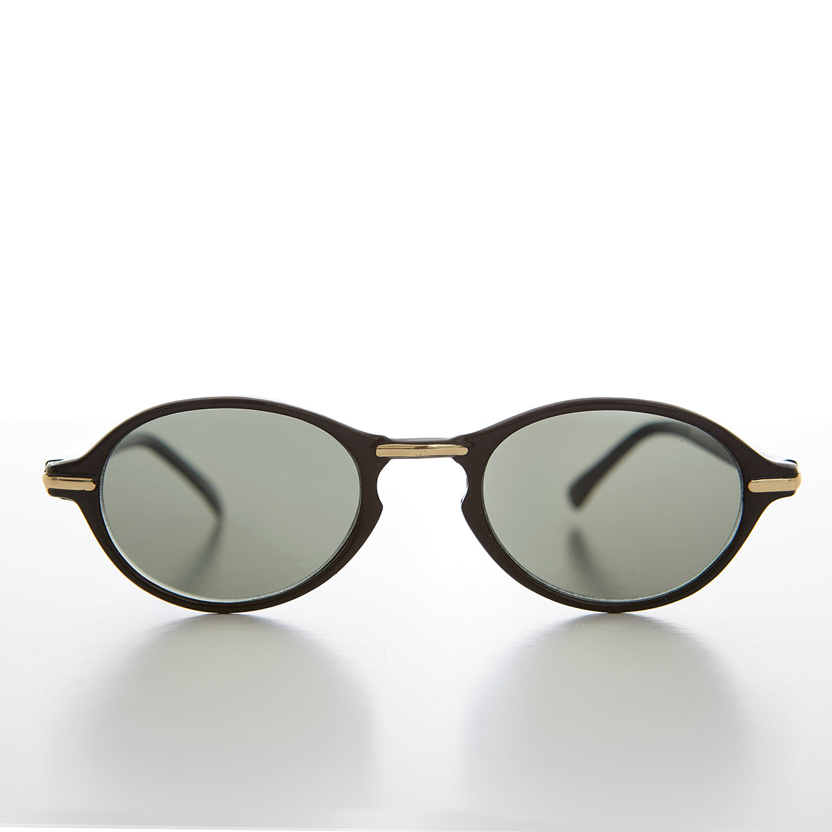 Oval Sunglass with Gold Accents Key Hole Bridge - Cooper