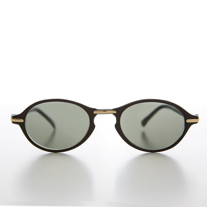 Oval Sunglass with Gold Accents Key Hole Bridge - Cooper