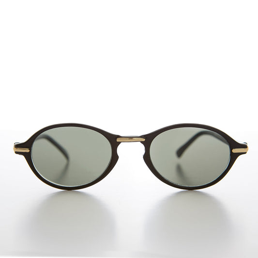 Oval Sunglass with Gold Accents Key Hole Bridge - Cooper