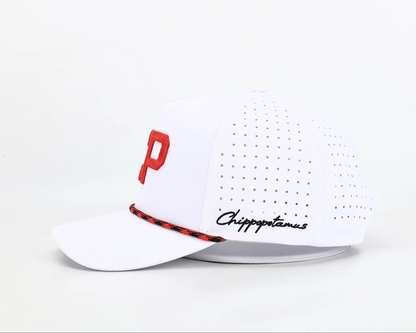 Crown Point White Rope Hat - Chippopotamus Red