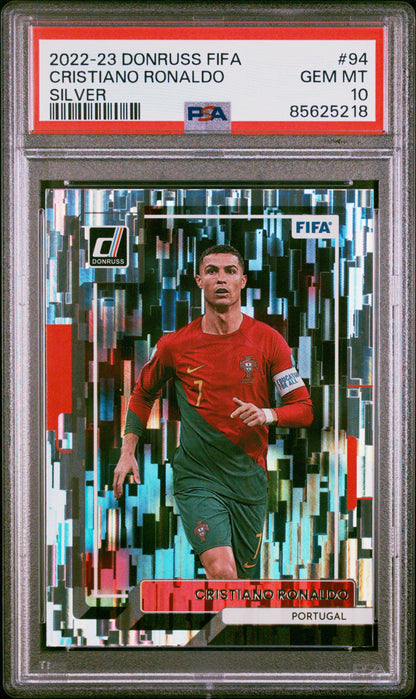 Graded 2022 Donruss FIFA Cristiano Ronaldo #94 Silver Soccer Card PSA 10 Gem Mint