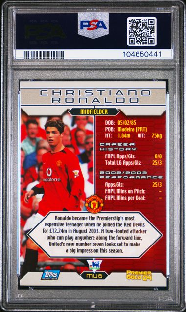 Graded 2003 Topps Christiano Cristiano Ronaldo #MU6 Error Soccer Card PSA 5 EX