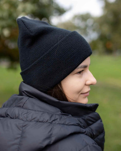 CS101 HAAKWEAR Traditional Silent Cuffed Beanie, Midnight Black