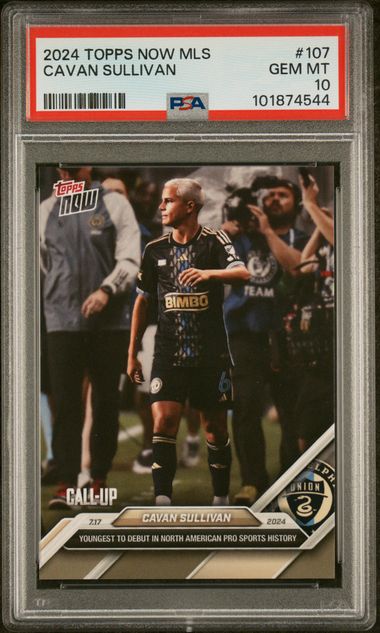 Graded 2024 Topps Now MLS Cavan Sullivan #107 Rookie RC Soccer Card PSA 10 Gem Mint