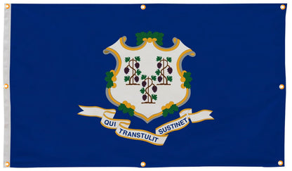 Connecticut Flag with Grommets Along the Edges for Wall Hanging