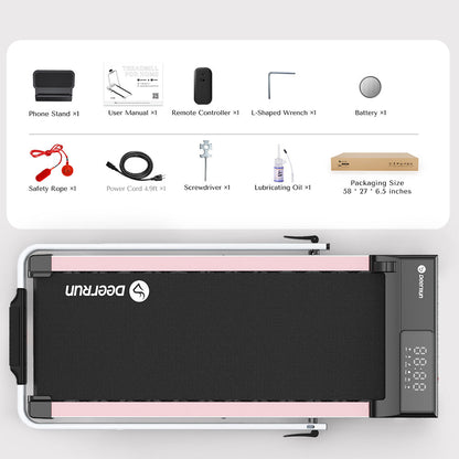 DeerRun A5 Pro Smart 2 in 1 Folding Treadmill Pink with Handrail, 300Lbs
