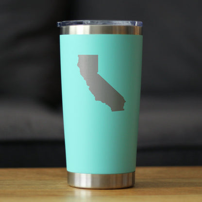 California State Outline - Insulated Coffee Tumbler Cup with Sliding Lid - Stainless Steel Travel Mug - California Gifts for Women and Men Californians
