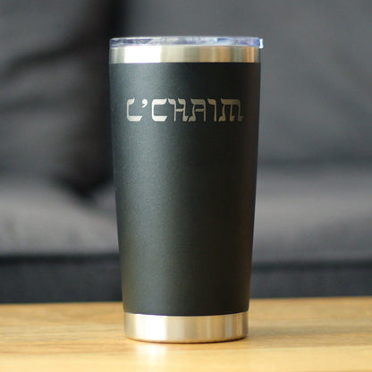 L'Chaim - Cheers Hebrew - Cute Jewish Wedding Themed Gifts or Party Decor for Women & Men - 20 oz Coffee Tumbler