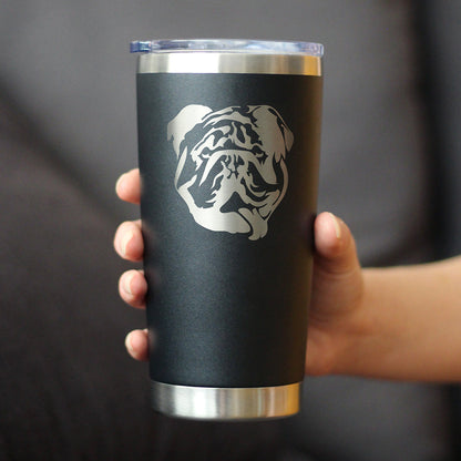 English Bulldog - Insulated Coffee Tumbler Cup with Sliding Lid - Stainless Steel Insulated Mug - Fun Unique Bulldog Themed Décor and Gifts for Men & Women