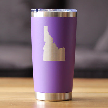 Idaho State Outline - Insulated Coffee Tumbler Cup with Sliding Lid - Stainless Steel Travel Mug - Idaho Gifts for Women and Men