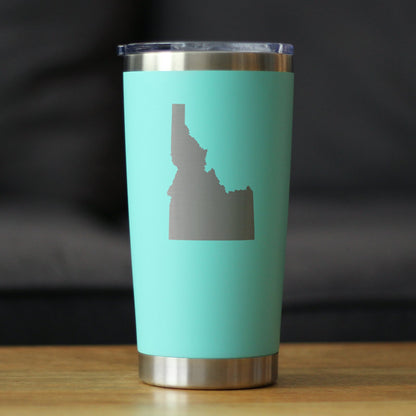 Idaho State Outline - Insulated Coffee Tumbler Cup with Sliding Lid - Stainless Steel Travel Mug - Idaho Gifts for Women and Men